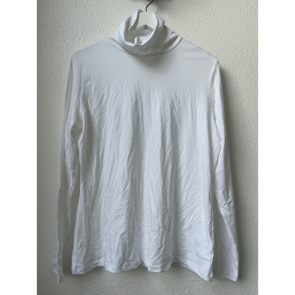 Lands' End Tops - Lands End Womens White Long Sleeve Turtleneck Top Shaped Fit Size L 14-16